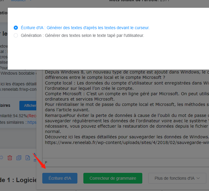 type de l'écriture avec l'IA