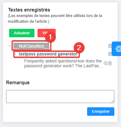 textes enregistrés