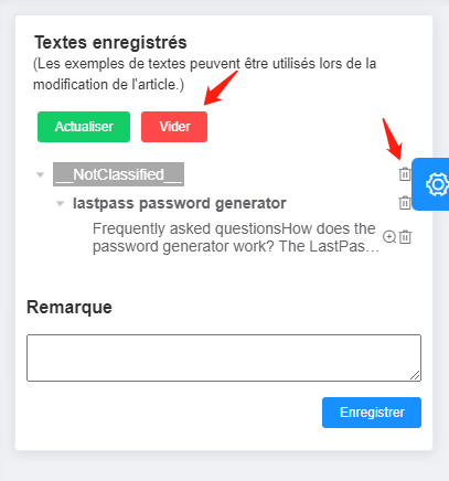 texte enregistrés