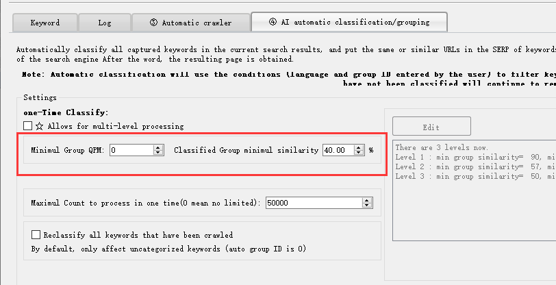 Classified Group minimul similarity