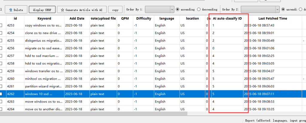 AI classification result