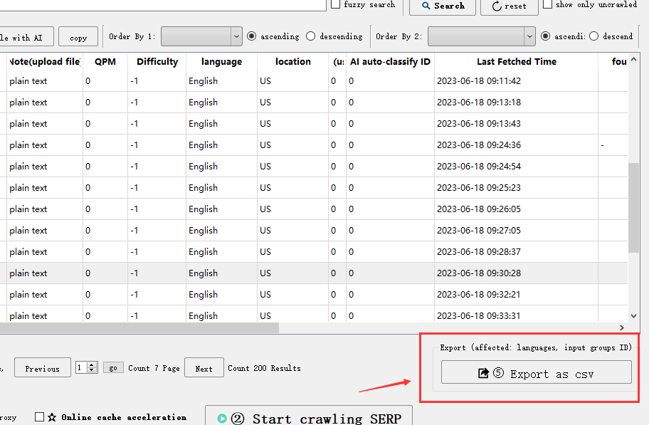 Export as csv